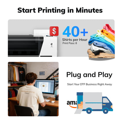 INKSONIC A3+ DTF Printer with F1080 Anti-Clog Printhead, 13" T-Shirt Printer Machine Bundle with Laptop & Supply, 2X Faster Than L1800/R1390, 2026 Upgraded H13 with CISS & 24/7 Auto Maintenance