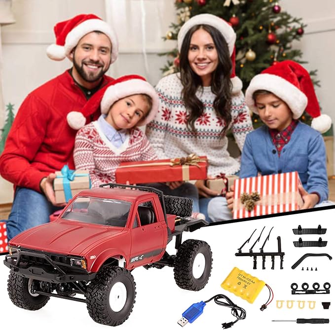 YIKESHU RC Crawler RC Truck Remote Control Rock Crawler Off-Road Racing Vehicles 1:16 2.4G 2CH 4WD Offroad Semi Trucks All Terrain Car RTR Hobby RC Pickup for Adults