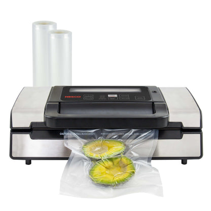 Nesco Deluxe Food VS-12 Vacuum Sealer, 130 Watts, Kit Bags & Viewing Lid, Compact, Silver