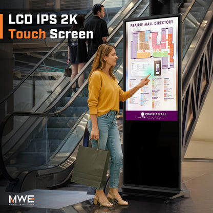 QIXZOCV MWE 32 Inch Indoor Digital Signage Displays Touchscreen Kiosk Floor Standing Advertising Display LCD Poster Interactive Display Android System with Auto Media Player