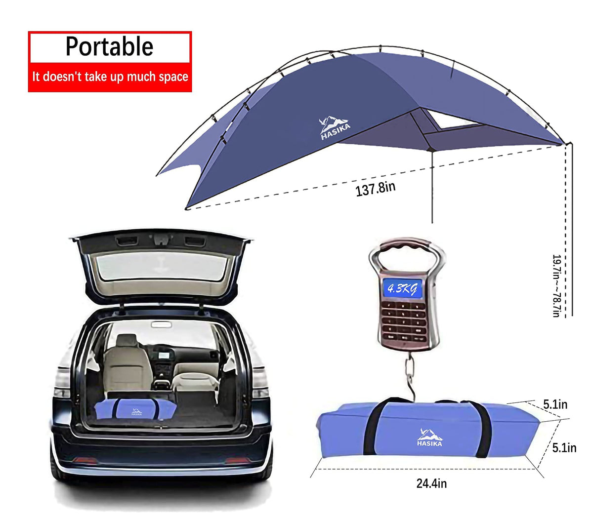 Hasika Waterproof SUV Tailgate Tent and Car Awning