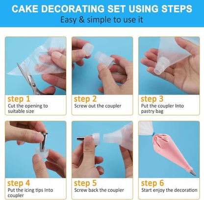 firstake Piping Bags and Tips Set - 100pcs Disposable Piping Bags, 12 Inch Icing Bags, Thickened Pastry Bags, Anti Burst Frosting Bags, Non-slip Cake Decorating Bags for Baking Cupcake and Cookies