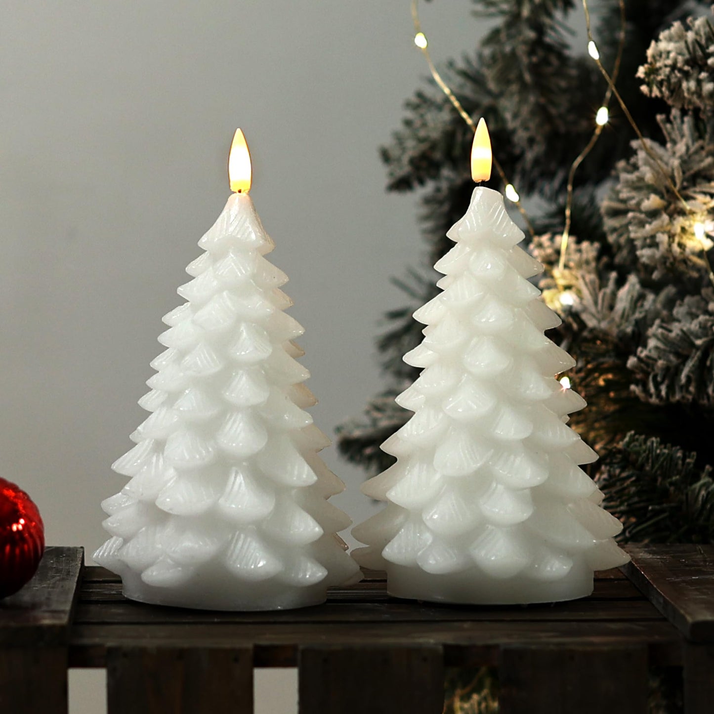 LUSHARBOR Flameless Candles with Remote Timer, 2 Pack Christmas Tree Candles Battery Operated LED Candles Real Wax Holiday Christmas Decoration for Bedroom Party Festival Gift White