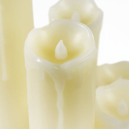 WYZworks LED Flickering Flameless Melting Ivory Timer Candles, Set of 6 Faux Dripping Wax, Battery Operated for Christmas Valentine Halloween Holiday Viking Gothic Decor 2" Wide and 2-9" Tall Pillar
