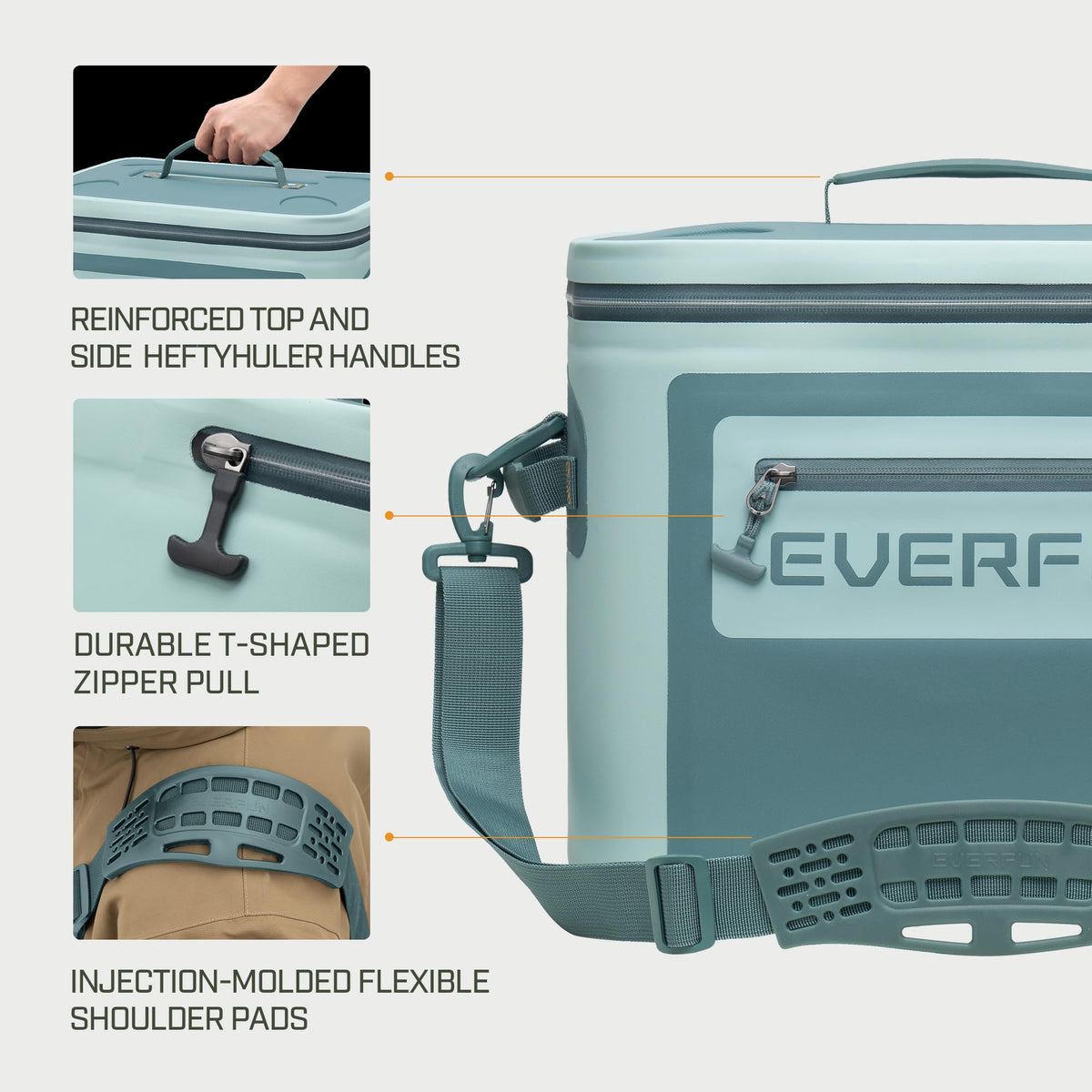 EVERFUN Soft Cooler 30 Can, Portable 24qt Insulated Small Cooling Lunch Box for Men and Women, Leakproof Ice Chest Bag for Travel, Beach, Camping, Boating, Fishing, Tailgating, Work and Picnic