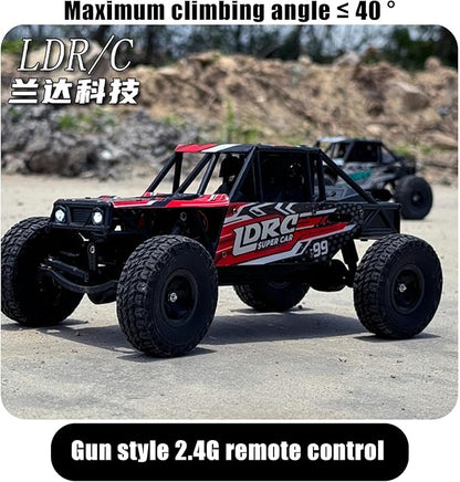 LDRC 18499 Waterproof Rc Climbing Car 1:18 Full Proportion Rc Offroad 4x4 Rc Underwater Crawler Pipe Rack Climbing Vehicle Cars Model RTR (Red)