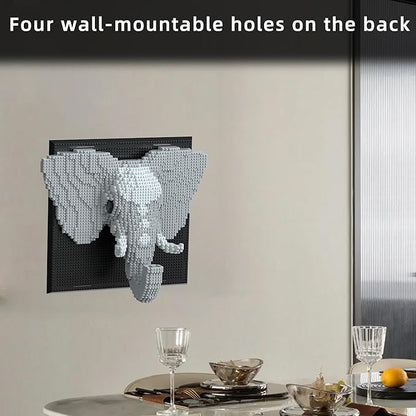 3D Wall Art Elephant Building Block Sets - Cute Animal Micro Mini Building Bricks Kit Creative Ideals Toy for Adult Collectible Architecture Decoration Party Favor for 14+ Adult 1625PCS (Elephant)