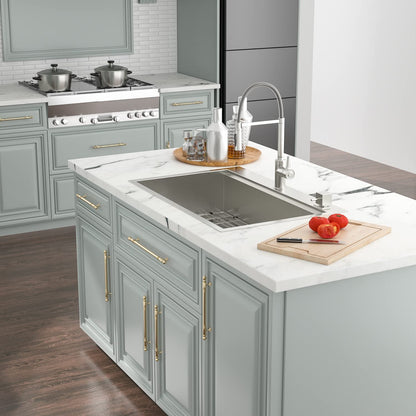 Kichae 33 Kitchen Sink Drop In - 33 x 22 Kitchen Sink Ledge Workstation Topmount Drop-In Single Bowl Stainless Steel 16 Gauge Single Bowl