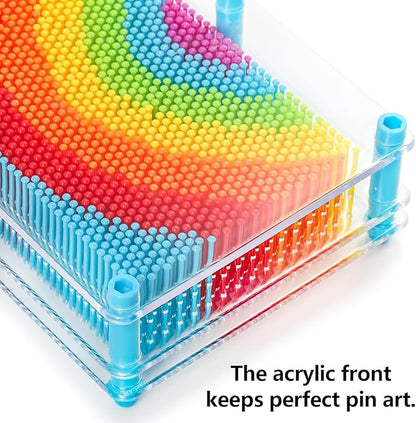 Hacaroa 3 Pack 3D Pin Art Toy Rainbow Plastic Pin Art Board Sensory Toys Pin Impression Sculpture Needle Toy for Autistic Children Kids Adults 3 Sizes