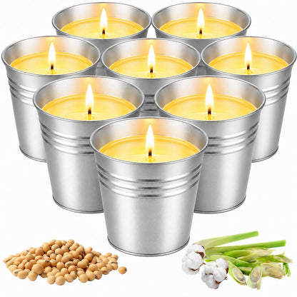 Citronella Candles Outdoor,8 Pack Soy Wax Citronella Candles (Total 40oz),Single Wick Patio Candle,200+ Hour Total Burn Time for Camping,Picnic,Backyard & Balcony
