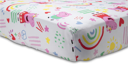 Peppa Pig Be Nice & Kind 4 Piece Toddler Bedding Set - Includes Comforter, Sheet Set - Fitted and Top Sheet + Reversible Pillow Case for Girls Bed, Pink