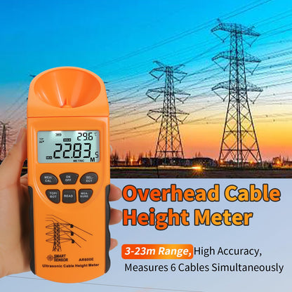 CHENNTAI Ultrasonic Cable Height Meter, 6-Cable Height Measuring Instrument 3-23m LCD Display, Portable Cable Tester Kit with Case