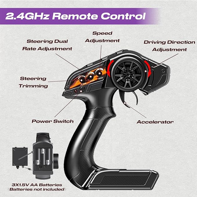 RC Car for Adults Boys 1:8 Scale 50KM/H High Speed Vehicle with 2.4 GHz Remote Control Waterproof Off-Road Monster Truck 2 Rechargeable 2600mAh Batteries Racing Car Toys