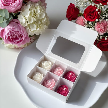 6 Pieces Rose Shaped Candles, Handmade Delicate Flower Candles for Valentine's Day, Party, Wedding, Spa, Home Decoration Gifts, Mini Floral Scented Candle Set Bulk