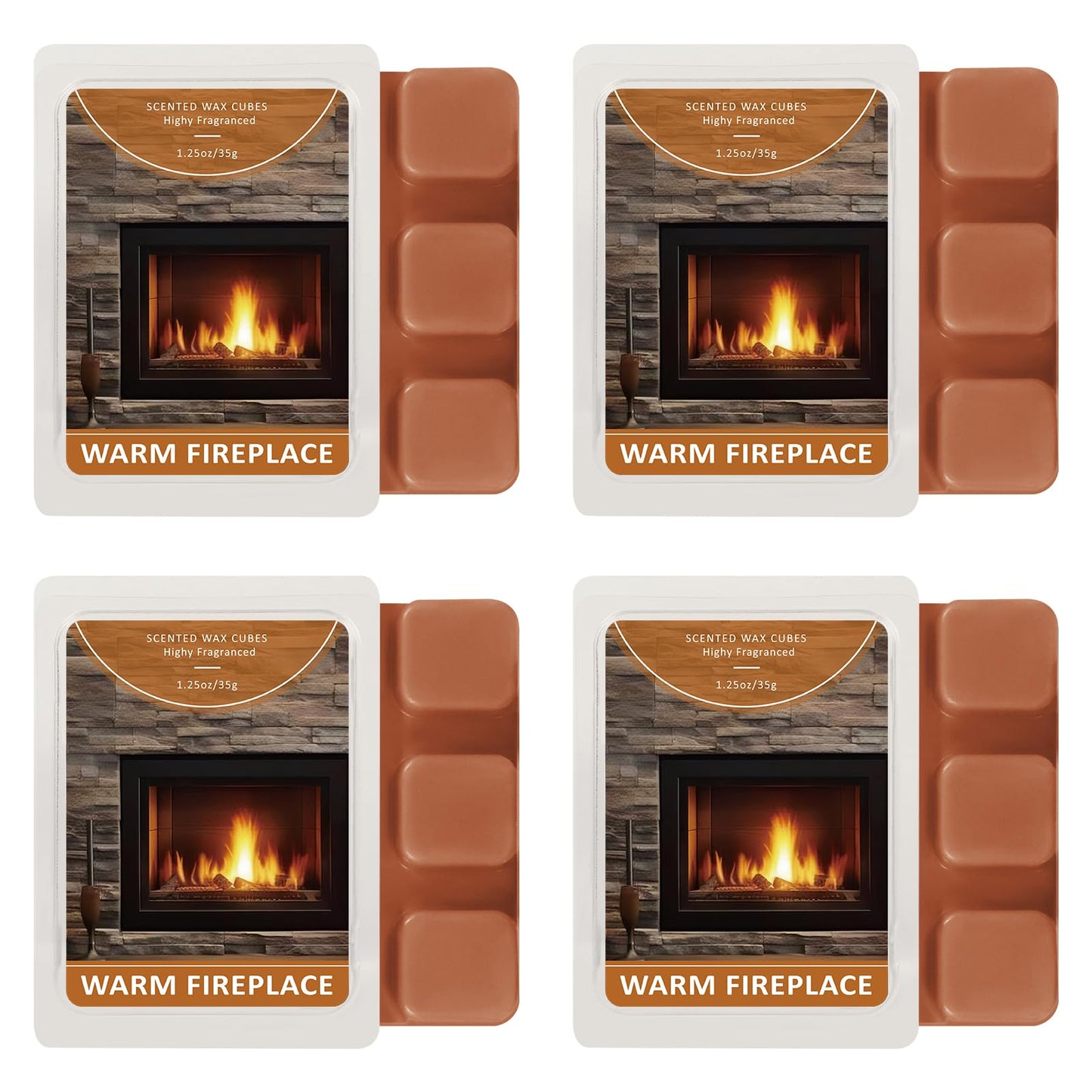 SCENTORINI Wax Melts, Warm Fireplace Scented Wax Melts, Summer Scent, Natural Soy Cubes for Candle Making, Wax Warmer, Home Christmas Decoration, Pack of 4