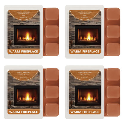 SCENTORINI Wax Melts, Warm Fireplace Scented Wax Melts, Summer Scent, Natural Soy Cubes for Candle Making, Wax Warmer, Home Christmas Decoration, Pack of 4