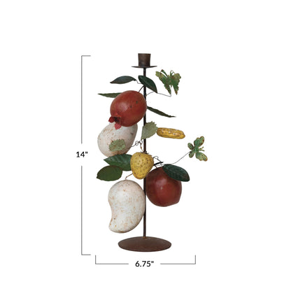 Creative Co-Op Orchard Bounty Metal Taper Candle Holder, Multicolor