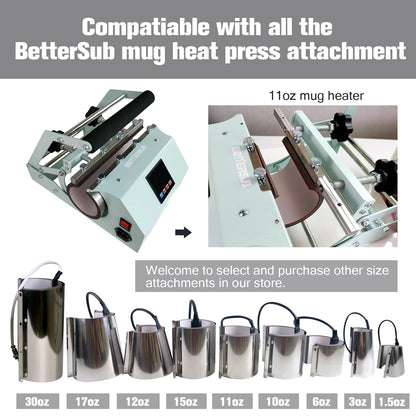 BetterSub 3in1 Tumbler Mug Heat Press Machine 30 OZ 20 OZ 16 OZ Sublimation Straight Skinny Tumbler Mug 3 OZ 1.5 OZ Shot Glass,11 OZ 15 OZ 16 OZ Sublimation Mug Heat Transfer (3in1 Teal)