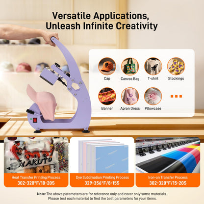 GOCHIFIX Heat Press, Precise Temp/Timer Control, 6.54"x3.84"Curved Heat Plate, 2 Hat Pad, Hat Stretcher, Safety Base, Glove, Hat Press Heat Machine for Caps, Sublimation, Vinyl, Heat Transfer