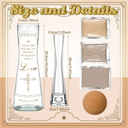 Irenare Unity Sand for Wedding Ceremony Set Include Ceremony Vase, Sand, Cork Stopper for Weddings Engagement Anniversary(Christian)