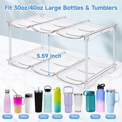 Stackable Water Bottle Organizer for Stanley 40 oz Tumbler, Water Bottle Holder for Cabinet, Pantry Kitchen Organizers and Storage for Stanley Cup Accessories, Tumbler Organizer and Wine Rack, 4Pack