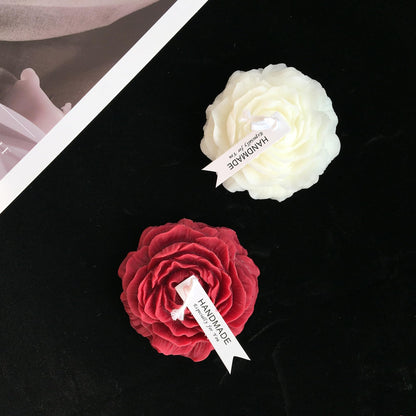 Cooary 4 Pcs Low Temperature Candles Wine Red Red Pink White Peony Flower Shaped Scented Adult Low Heat Body Safe Wax Play