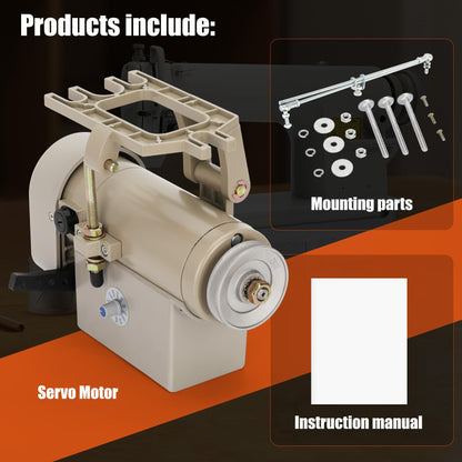 Sewing Machine Servo Motor, 550W Electric Servo Motor, AC110V, 3/4HP, 3450RPM，Industrial Servo Motor with Carbon Brush, Energy Efficient, Quiet Operation, Instructions