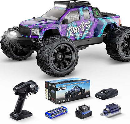 1/14 Brushless RC Cars for AdultsFast 50mph Electric Off-Road RC Monster Truck4WD High Speed 4X4 All Terrain Remote Control Car with 25W Fast ChargerWaterproof RC Truck with 3S Battery ﻿﻿