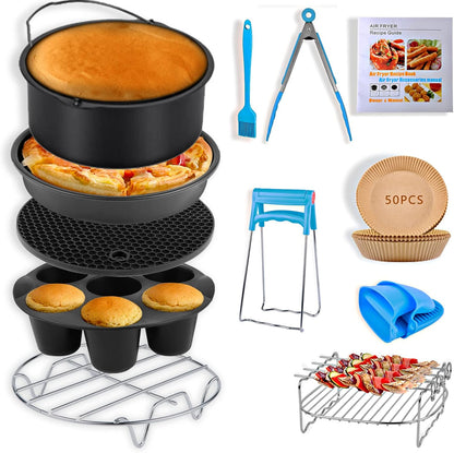 Ninja Air Fryer Accessories - 12 PCS Set with Oven Cake Pan, Pizza Pan & Air Fryer Liner | Fits 3.6-5.8QT