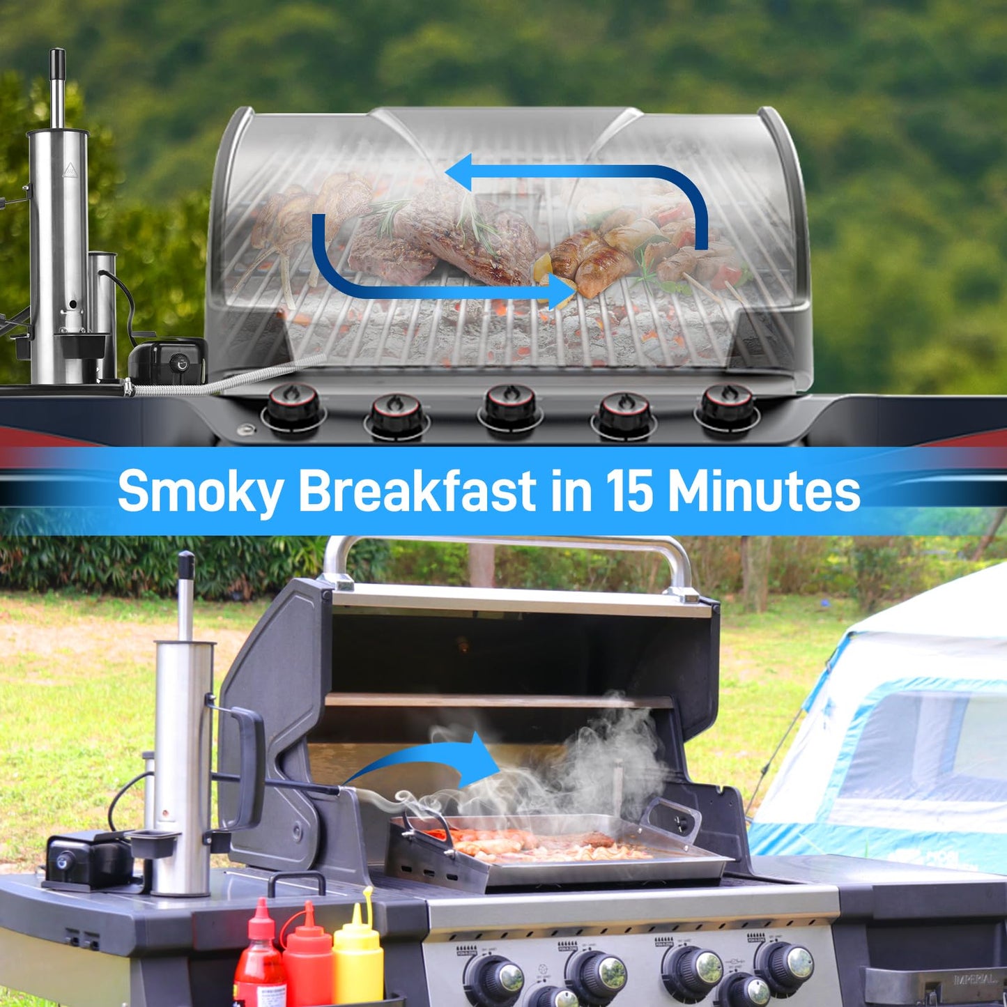 Outdoor Smoke Generator, Stainless Steel Electric Smoker, Smoke Tube for Pellet Smoker, Hot/Cold Smokers with Adjustable Smokes Volume Air Pump, Perfect for Cold Smoking Cheese, Traeger accessories