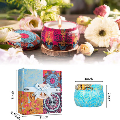 Candle Gift Set Bundle for Women, 2 Sets of 4 Scented Candles (8 Total), 8% Essential Oils, 240H Long Burning Aromatherapy Candles for Home