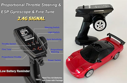 LDRC Drift Car RWD 1/18 Scale RC Drift Car with Gyro Racing Remote Control Cars for Adult Hobby Drifting Toy Proportional Throttle Steering ESP Gyroscope Metal Drive Shaft LD1803