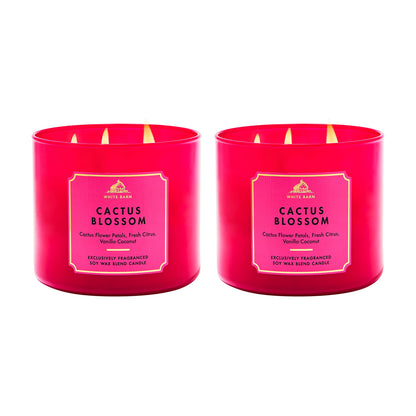 Bath & Body Works Cactus Blossom 3-Wick Candle - Scented Candle for At-Home Use - Long-Lasting, Room-Filling Fragrance - High Fragrance Oil Concentration - Soy Wax Blend - 2-Pack