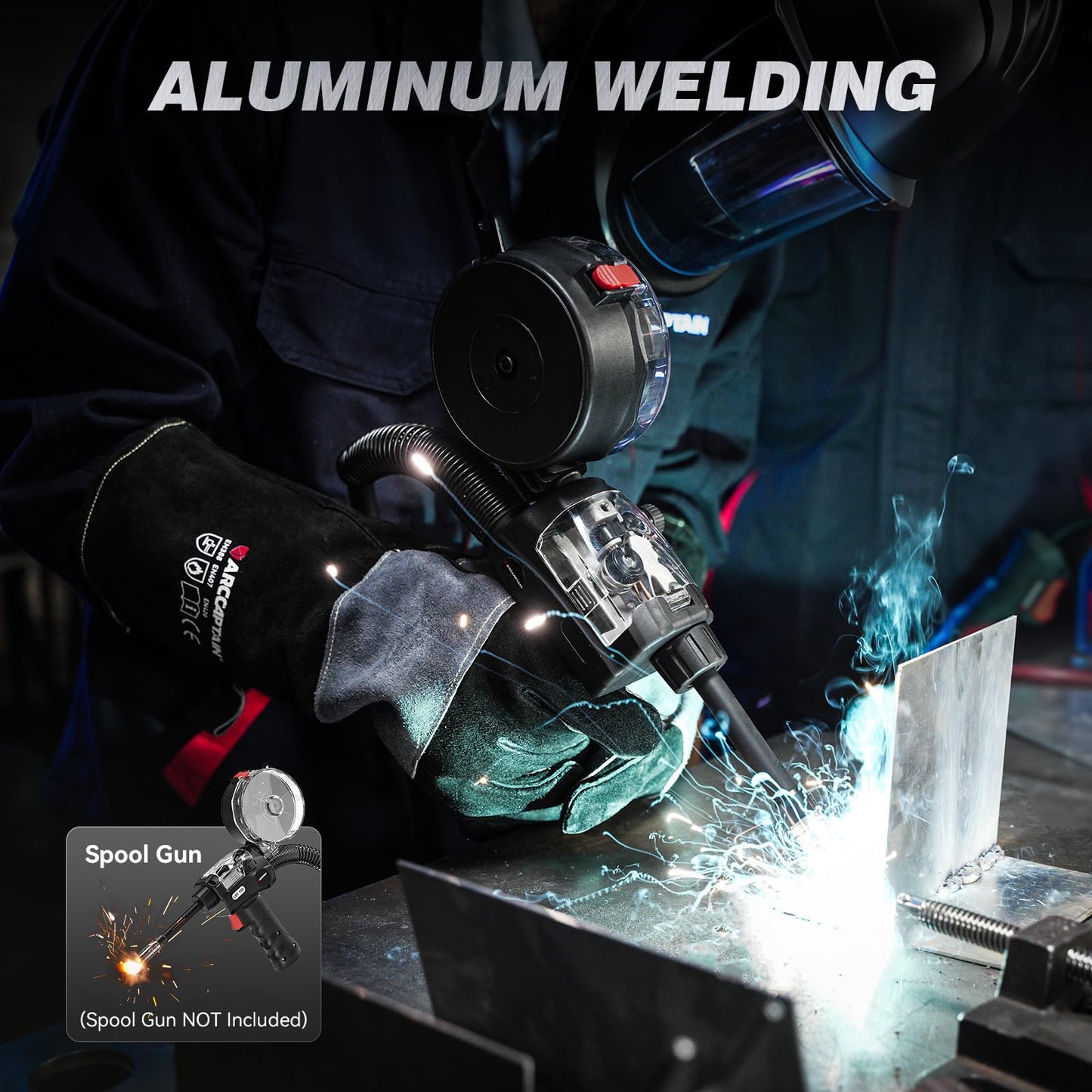 ARCCAPTAIN Pulse MIG Welder, 200A 7 In 1 Pulse MIG/Gas MIG/Flux Core MIG/Stick/Lift TIG/Spot Welding/Spool Gun 110V 220V Aluminum Welding Thin Sheet Metal Welding Machine with LED Digital Display