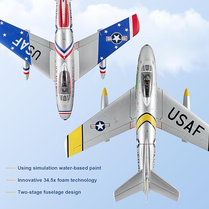 FMS Rc Planes for Adults Remote Control Airplane F-86 Skyblazer Blue RC Airplane 6CH 80mm Hobby Rc Airplanes PNP (No Radio Battery Charger)
