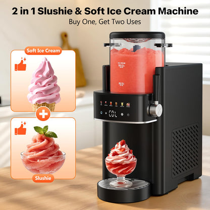 Ranvaira Slushie Machine, Ice Cream Maker, Slushy Machine for Home and Families, No ice needed with Rapid Chill & Temperature Control, Multi-function for Margarita, Frappé, Easy to Clean, Black