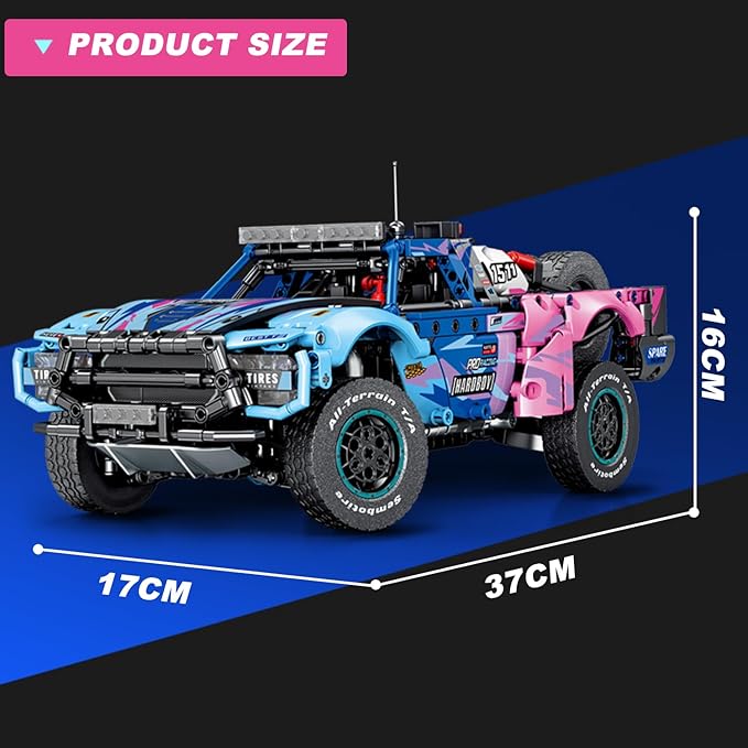 Baja 1000 Trophy Truck Building Blocks Kit1:12 Scale MOC Race Car Building ToysCollectible Car Modelfor 14+ Year BoysAdult(1341 Pieces)