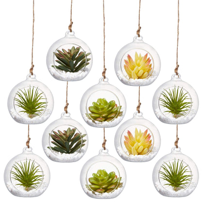 BlogBlog Hanging Glass Candle Holder, Globe Glass Tea Light Holder, Hanging Glass Vase, Flower Plants Terrarium, Glass Orbs Container, Micro Landscape DIY for Home, Office, Wedding (2.36" 12Pcs)