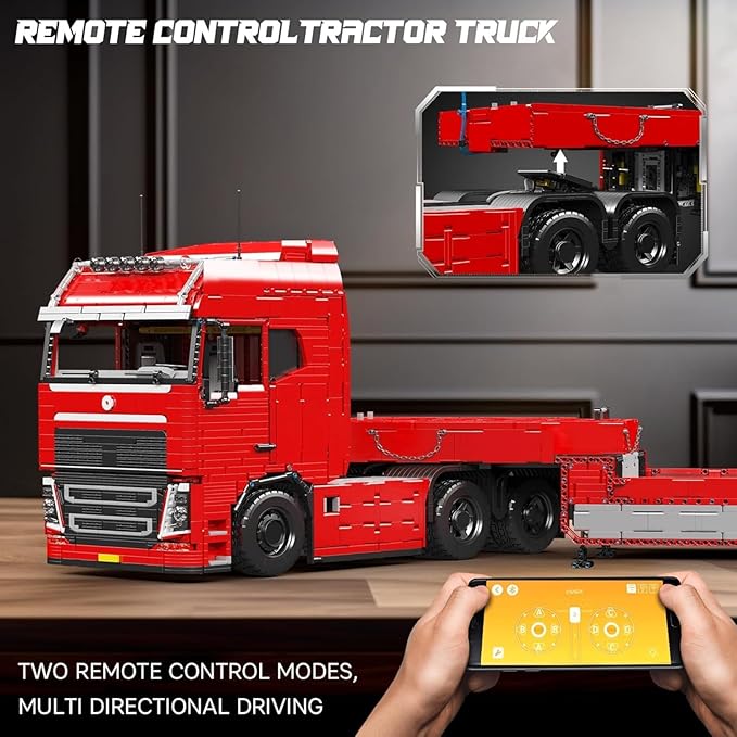 Mould King Tractor Truck Block Kits Model MOC 19015 Building Blocks Set to Build Gift for Age 14+/Adult Collections Enthusiasts(4608 Pieces with Motor/APP Remote Control)