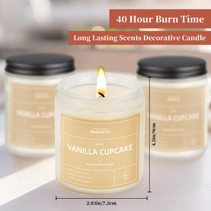 Vanilla Cupcake Candle for Home Scented| Natural Soy Non Toxic Candles| Long Clean Burning Aromatheraphy Jar Candel| Women,Men Gift for Autumn,Winter, Halloween,Thanksgiving,Relaxing| 9oz