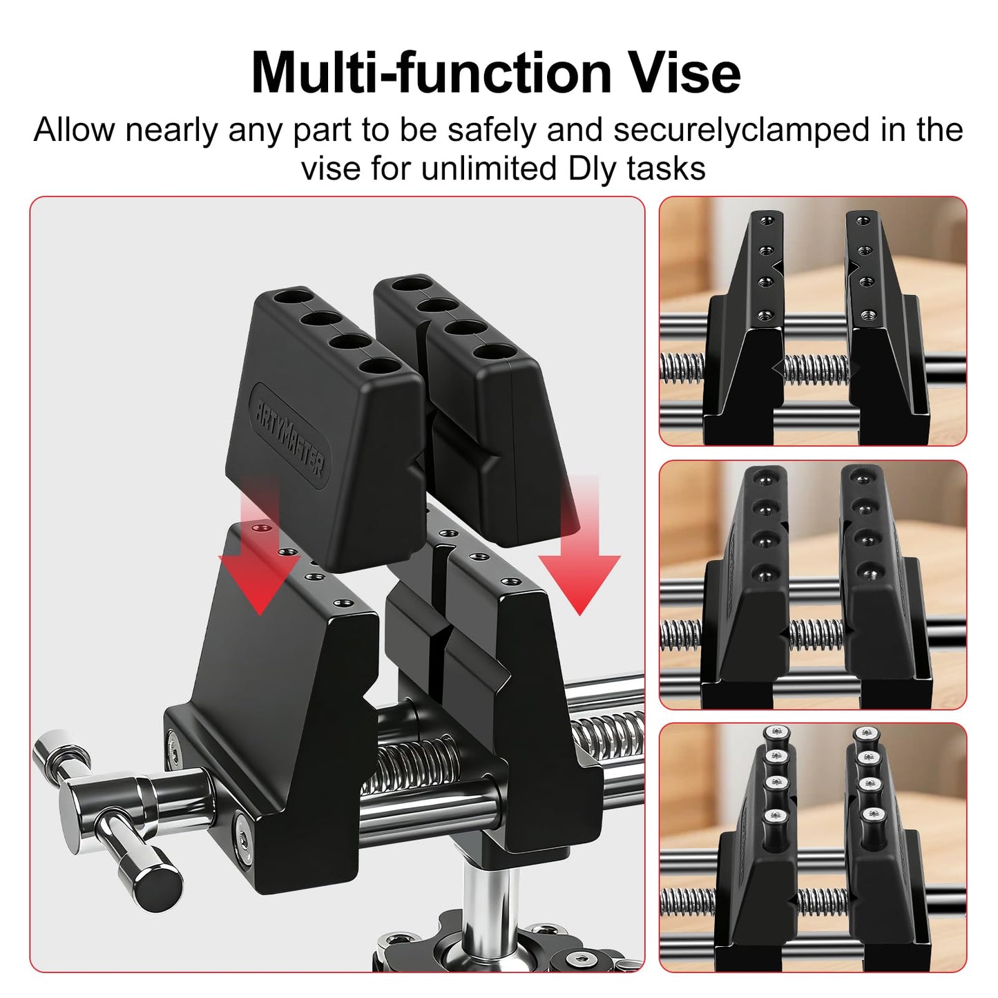 ArtyMaster 360° Rotating Bench Vise with Quick-Release Ratchet Wrench - Versatile Woodworking & Pipe Vise for Home Improvement - 4 Inch Workbench Vise for Carving, Repair & DIY Projects (WT117A)