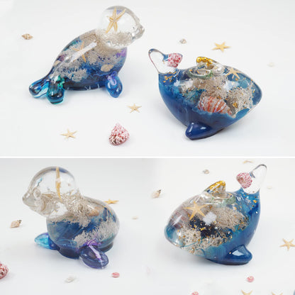 Voaesdk 2Pcs 3D Dolphin Seal Resin Molds Silicone, Cute Whale Sea Dog Epoxy Resin Moulds, Large Ocean Animal Silicone Mold for Resin,DIY Craft,Home Office Cabinets Wall Desktop Decor