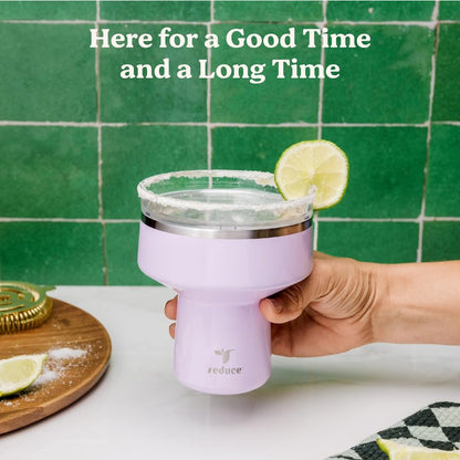 REDUCE Saltini 16 oz Cocktail Tumbler - Insulated Margarita Tumbler with Lid - Keeps Drinks Cold for 10 Hours - 360 Sippable Martini Glass Alternative - Shatterproof, Perfect for Parties - Mojito