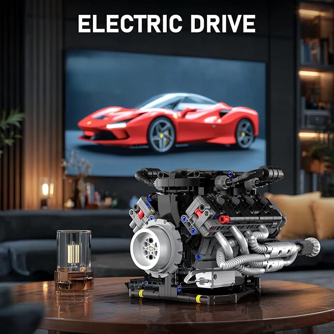 Mini V8 Engine Kit That Runs - Build Your Own STEM V8 Model Engine Kit for Adults8-Cylinder Engines Building Block Sets Mechanic Engineering Construction Toy for Youth &amp Teens (715 PCS)