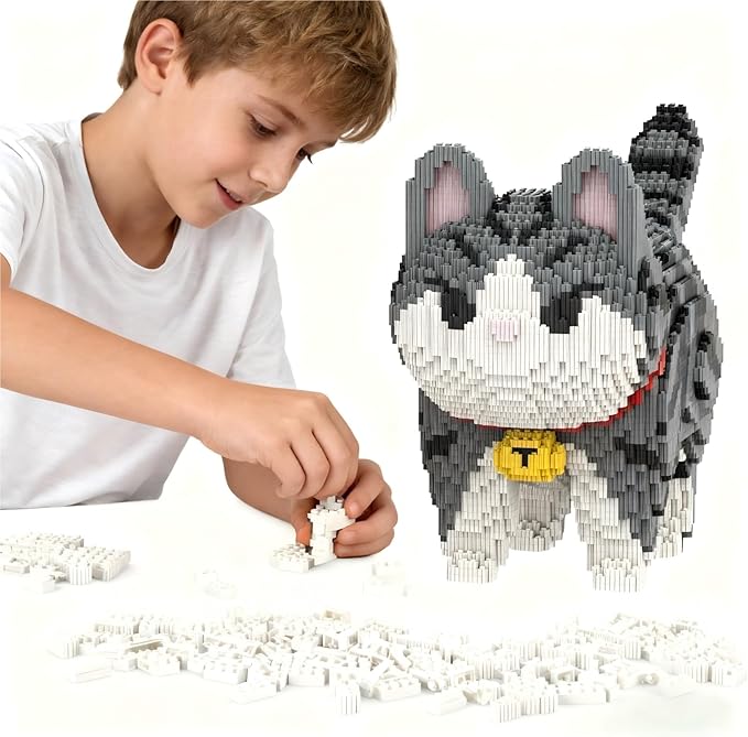 Gray Cat Micro Mini Building Block Sets for Adults No Compatible with Lego 6470PCS Pet Building Toys for Home &amp Office Decor MOC 3D Creative Model Gifts for Christmas