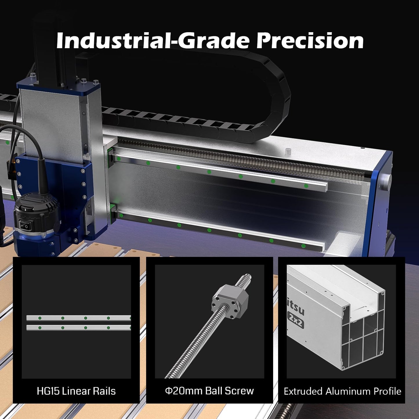 Genmitsu PROVerXL 2X2 CNC Router Machine, Closed-Loop Stepper Motor + CNC Spindle Motor Kit, 2.2KW Water Cooled Spindle Motor