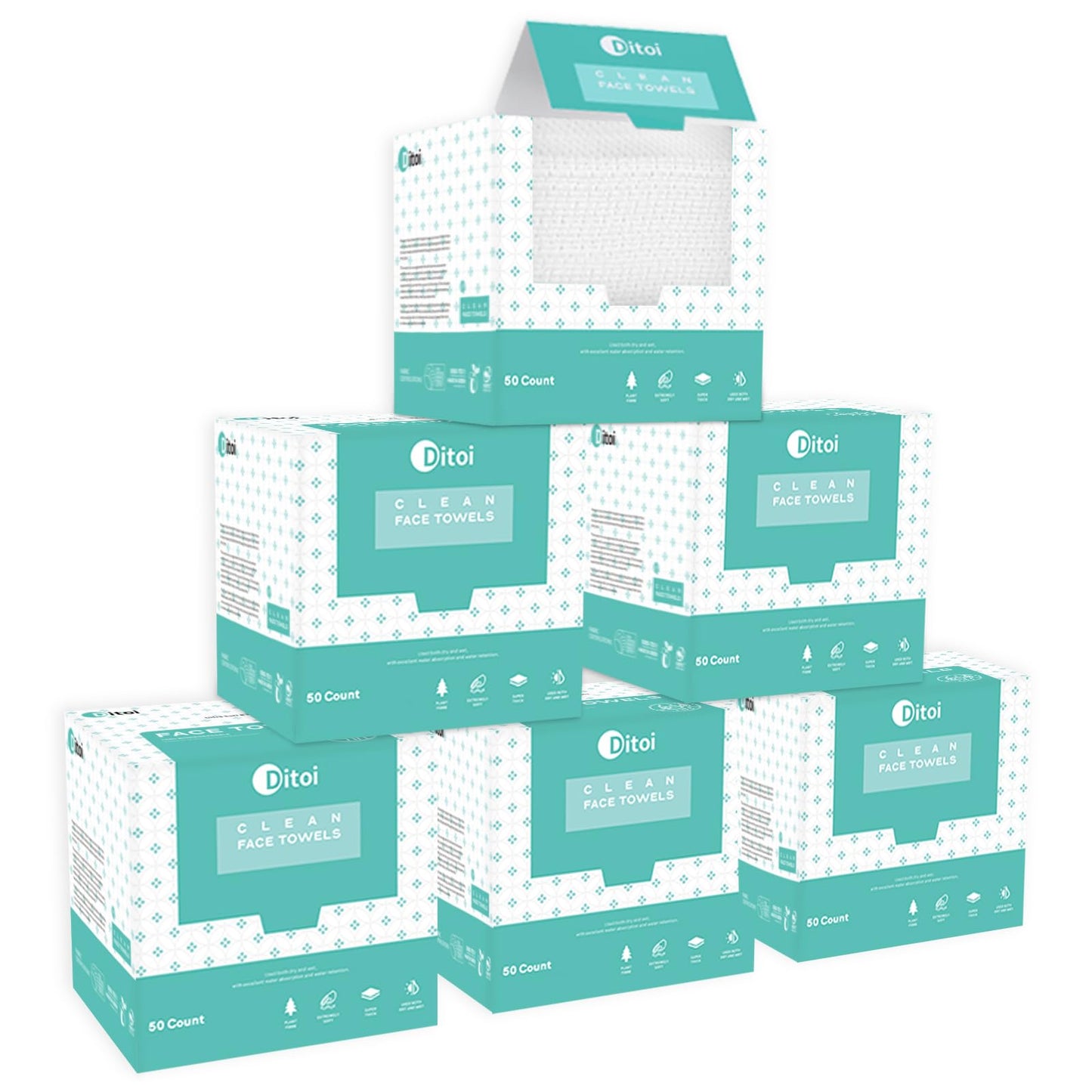 Face Towels, 10"×12" Disposable Face Towel, Face Towelettes XL, Ultra Soft Makeup Remover Dry Wipes, Thick Face Towel for Sensitive Skin, 50 Count (1 Pack)