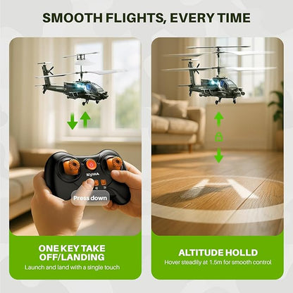 SYMA RC Helicopters S51H Remote Control Helicopter 2.4GHz Military Army Toys for Boys Girls Kids with Altitude Hold One Key Take Off/Landing LED Light Low Battery Reminder