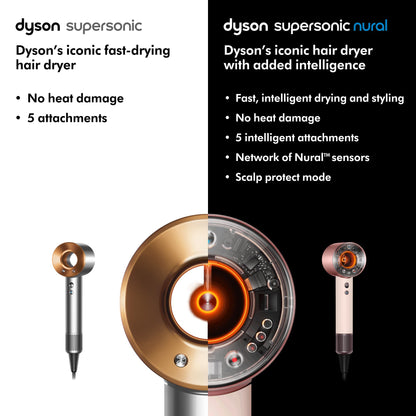 Dyson Supersonic Nural™ Hair Dryer, No Heat Damage, 5 Intelligent attachments with Diffuser & Styling Concentrator, Scalp Health, All Hair Types