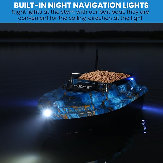 Bait BoatRC Bait Boat2.4G 546yd Remote Control with 4.4lbs Capacity Dual 5200mAh Batteries ABS Heavy-Duty Hull Brushless Motors &amp Night LED